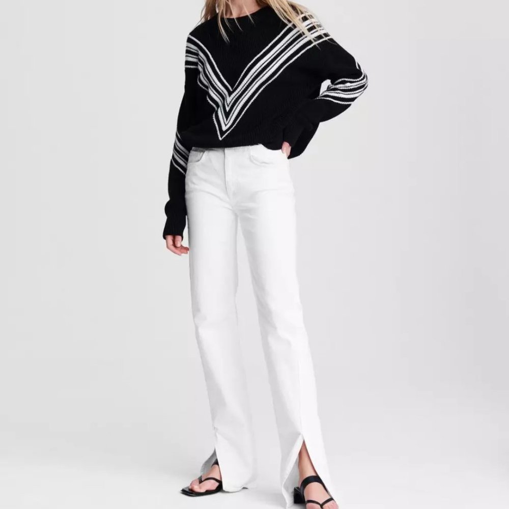 NWT: Rag & Bone Low Rise Cut Off Flare Size 29 Maya Jeans White Split Flare
